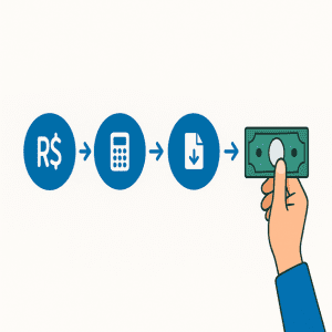 Proceso rápido y sencillo para cambiar divisas en Servicambios en cuatro pasos.